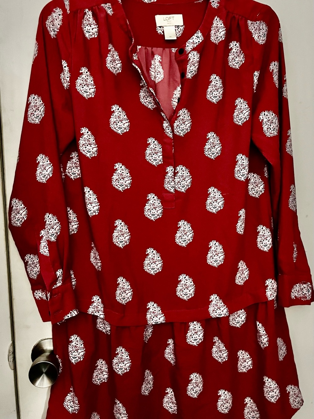 LOFT Crimson Red Paisley  Print Tunic